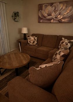 Brown Fabric Sectional Sofa & Furniture Set