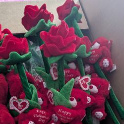 Valentine's Rose And Bear.