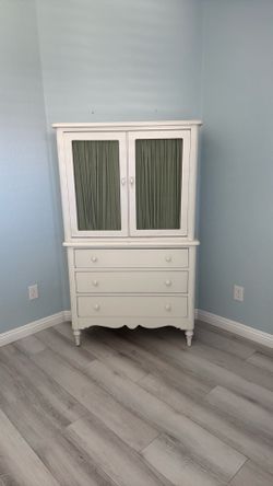 Farmhouse Cottage Armoire Cabinet Dresser with Interior Drawers