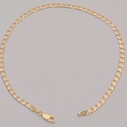 Anklet bracelet 14k gold curb link yellow gold 10 inches