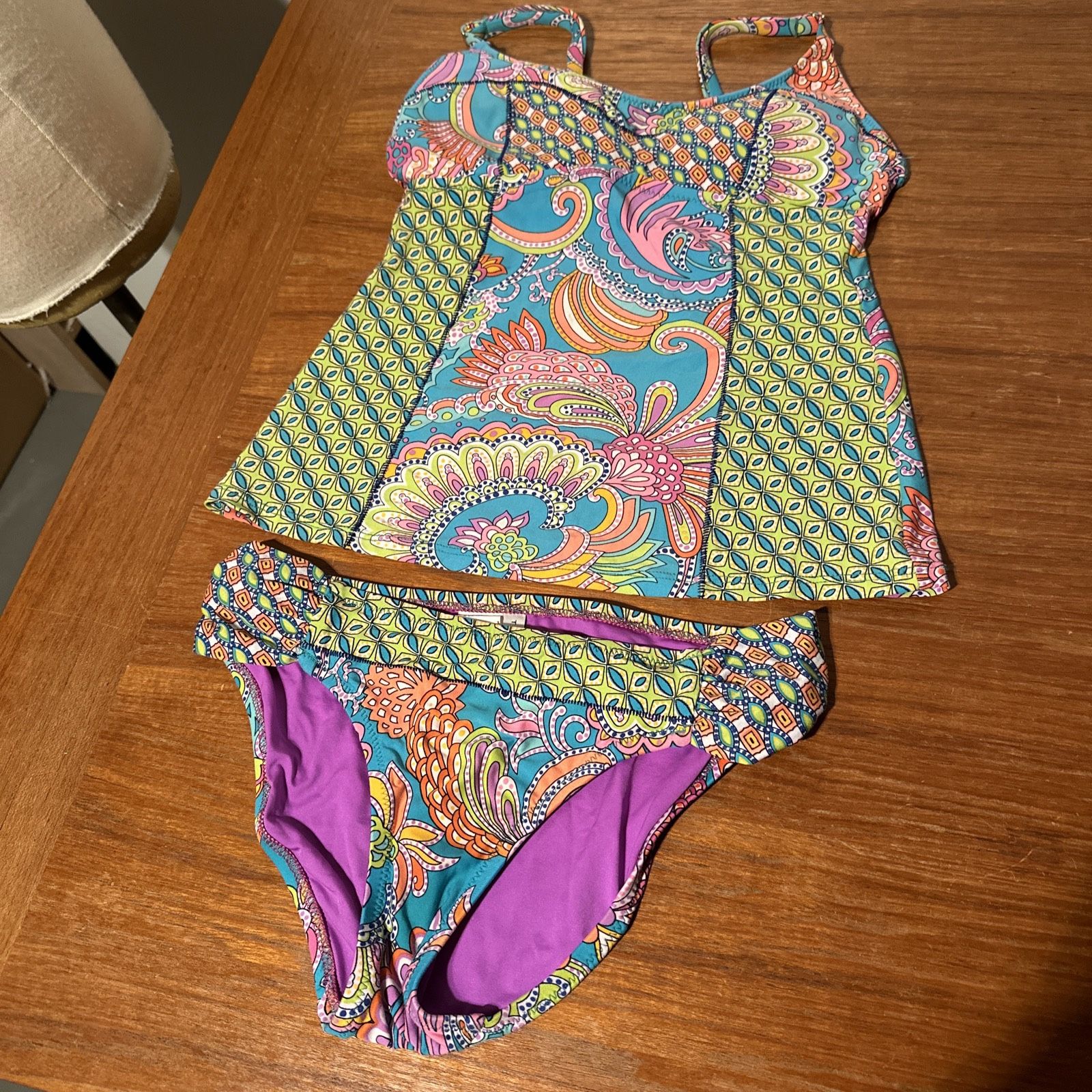 Swimsuit 2-piece Bikini Tankini By Trina Turk Size 4 Bright Multicoloured