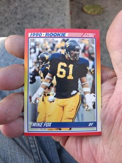 Vintage 1990 Score Mike Fox Rookie Card #644 - West Virginia Mountaineers DT. Near Mint/Mint Condition