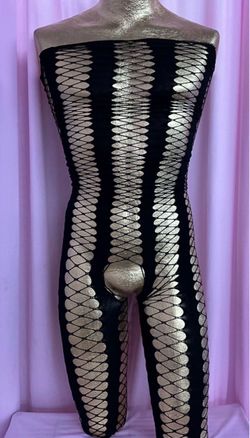 Sexy Black Sleeveless Crotchless Fishnet Bodysuit