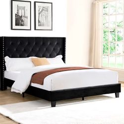 Brand New Queen Size Upholstered Platform Bed With Mattress (Free Delivery)