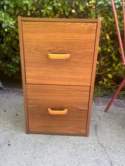 Vintage 2-Drawer Wood Filing Cabinet
