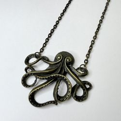 Brass Octopus Pendant Necklace