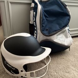 Easton Softball Backpack and Rip-It Batting Helmet (optional)