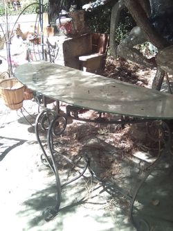 Glass table half moon shape