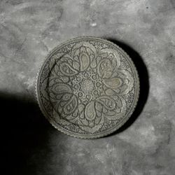 19.5” Vintage Turkish Copper Tray with Embossed Paisley Designs