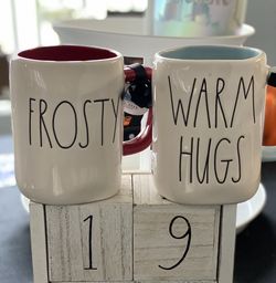 Rae Dunn Frosty And Olaf Mugs