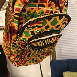 Kente African Print Backpack Book Rucksack Gye Nyame Except God Backpack Bag