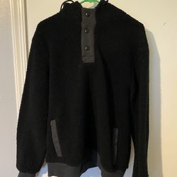 Black Half Button Hoodie 