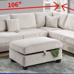Sectional With Ottoman USB Port In Stock For Fast Delivery 