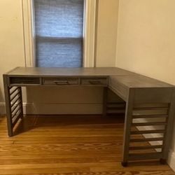 Macys L-Shaped Desk with Drawers | Modern Home Office Desk | Like New