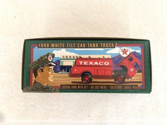 Texaco 1949  White Tilt Cab Tank Truck Bank