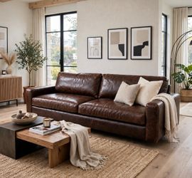 Restoration Hardware Maxwell Leather 2-Cushion Sofa
