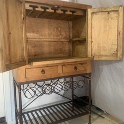 Rustic Wooden Bar Wine Cabinet