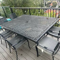 Outdoor Patio Dining Set Massive Metal Table with 8 Chairs - $350 (West Hills)