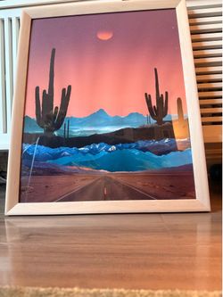 Desert Landscape Art Print w/ Frame