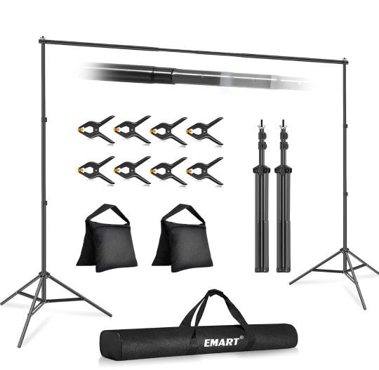 NEW Backdrop Stand 10'Wx7'H Photo Studio Adjustable Background Stand Support Kit