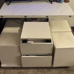 Homary White Lift Top Coffee Table 