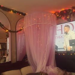 Pink Purple White Over Bed Veil