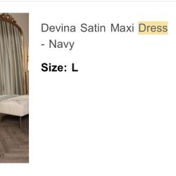 Satin Navy Blue Dress- Size L