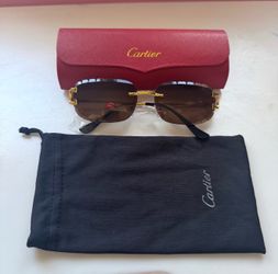 Cartier Rimless Gold Sunglasses W/ case and pouch
