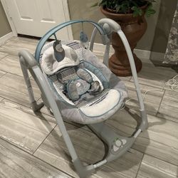 Ingenuity Compact Lightweight Portable Baby Swing with Music, Nature Sounds and Battery-Saving Technology - Abernathy, 0-9 Months