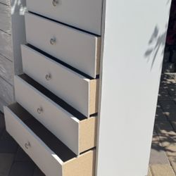 White Chest Five Drawer Dresser New!
