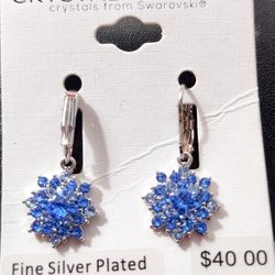 Crystal Romance Blue Burst Swarovski Earrings