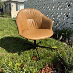 Article Saddle Tan Leather Rolling Desk Chair