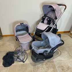 Uppababy Cruz V2 Stroller with Bassinet and Car Seat Pink