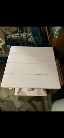 Vintage Hand-Painted Pink & Mint Nightstand / Accent Table