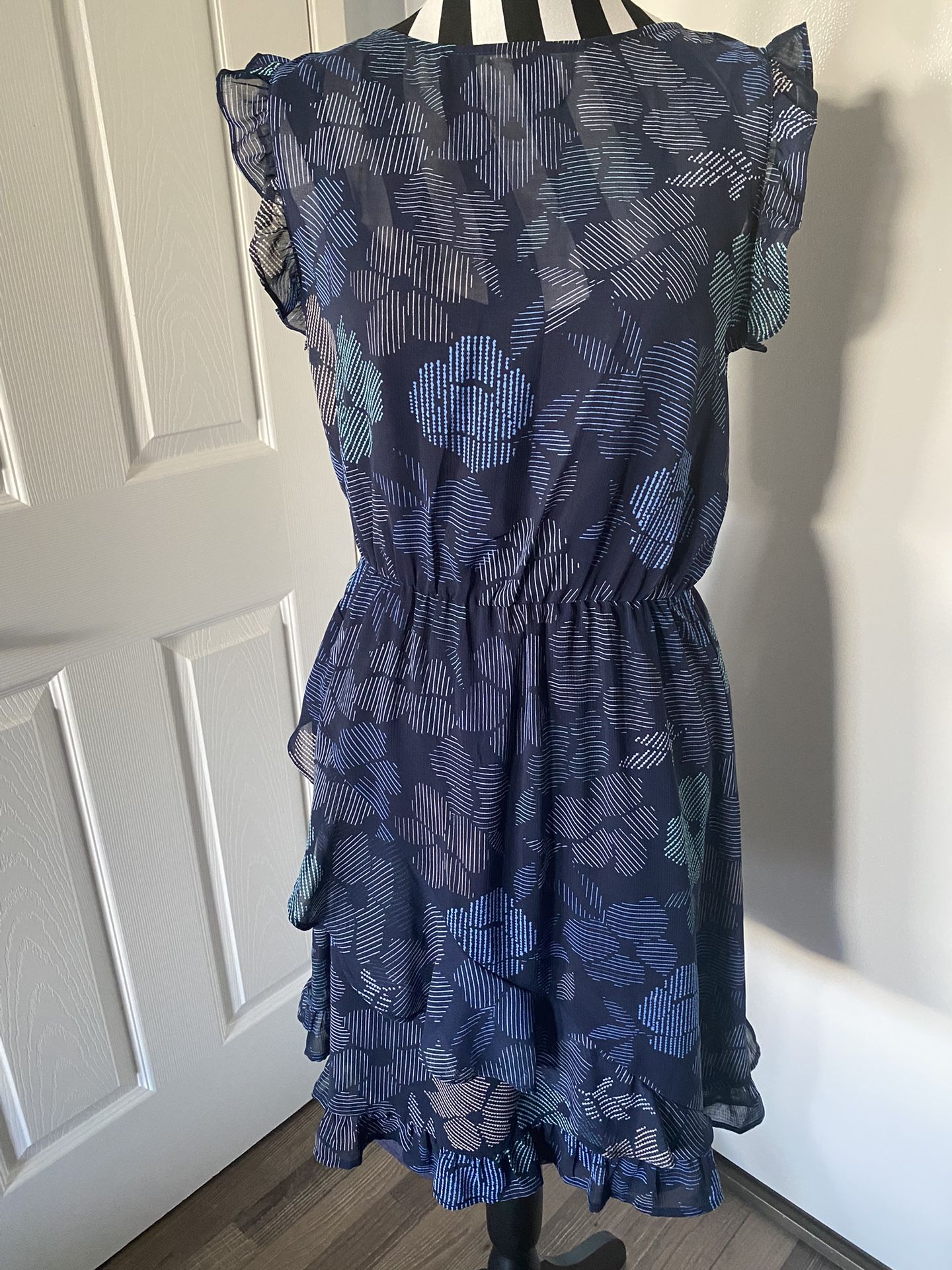 Sheer Blue Dress With Ruffles