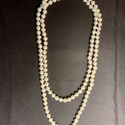 NEW Long Heavy Faux Pearl Necklace, Knotted, Nickel And Lead Free