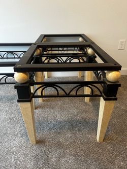 Wrought Iron and Stone Coffee Table Base