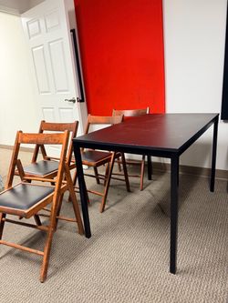 Black Rectangular Table with 4 wood chairs