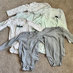 Bundle of 7 Amazon Essentials baby boy long-sleeve bodysuits, size 24 months