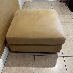 SUEDE Ottoman Cream Color 17” Height By 29” By 29” Deep…In Good Condition…$25