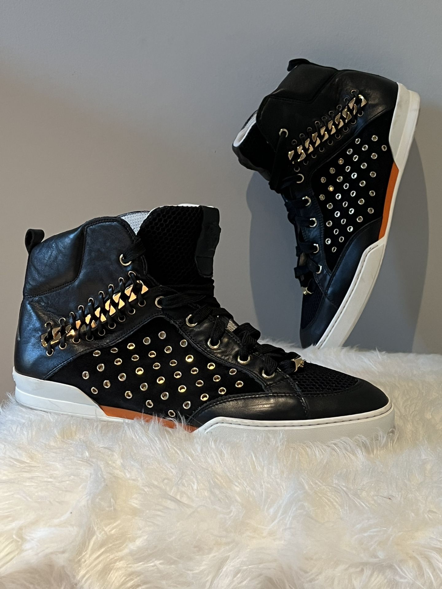 Versace Shoes Black \u0026 Gold Versace Men Sneakers, Italy Size 42, US size 9  1/2,, image size:1440x1920
