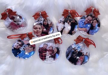 Custom made snowglobe photo ornaments 🎄🎁✨ 