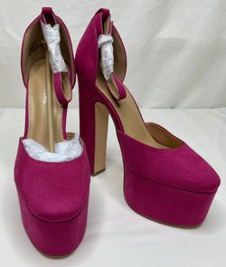 *NEW* Shoedazzle Elena Platform Fuchsia Pink Faux Suede 6” Heel Size 7.5