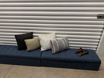 2-Piece Blue Modular Sofa / Floor Couch