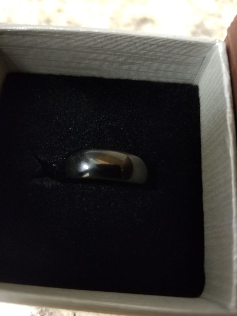 Tungsten carbide 6mm black high polish ring size 7