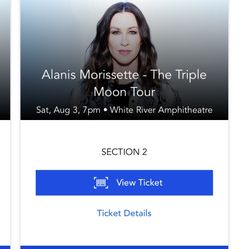Front Row Alannis Morissette Tickets!!