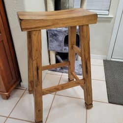 Heavy butcher block style solid wood stool