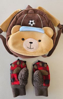 Backpack and mittens
