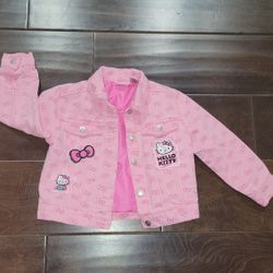 Hello Kitty Toddler Size 4T Lined Denim Jacket Coat With Patches Excellent Condition PRICE Is Firm Cash Only 