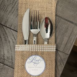 100 Burlap Silverware Sleeves 